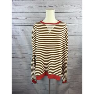We The Free Oversized Crewneck Sweater Womens S Striped Coffee Combo Casual